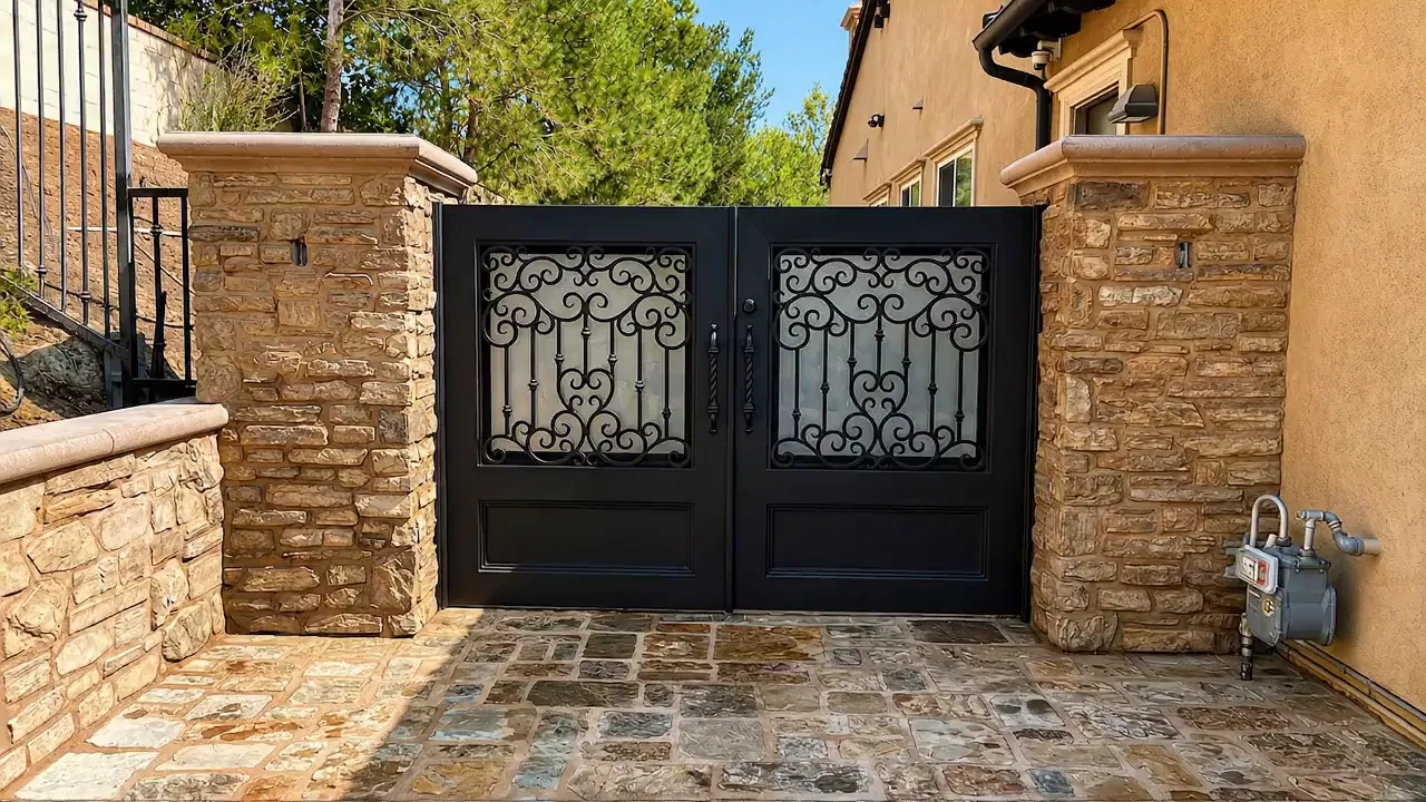 Custom iron driveway gate